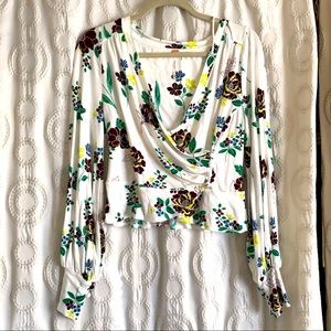 Free People 1930s style peplum floral blouse size small